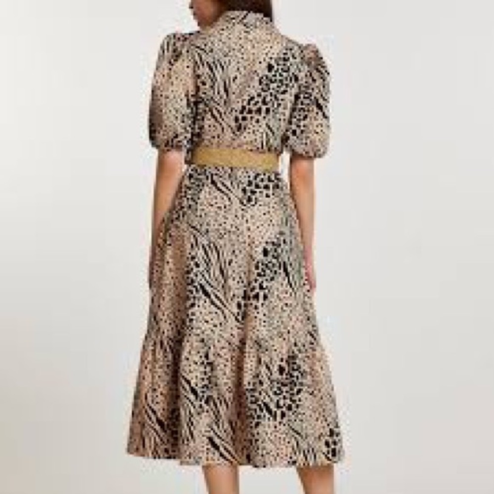 River Island Beige short sleeve animal print shirt midi dress Cream Size UK6 US2 - Picture 2 of 10
